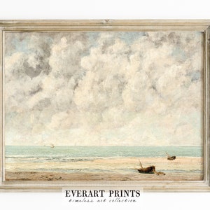 Muted Seascape Print, Vintage Coastal Painting, Antique Beach Decor, Printable Wall Art | #182 , INSTANT DOWNLOAD