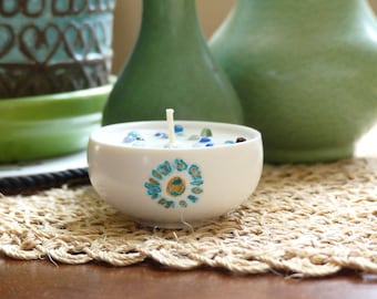 Hand Painted For Goodness Sake Candle:  Sake Cup/Tea Cup Candle with Field Stone or Flowers