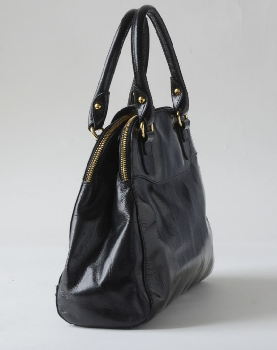 Vintage JASPER CONRAN, BLACK Real Leather, Tote /… - image 5
