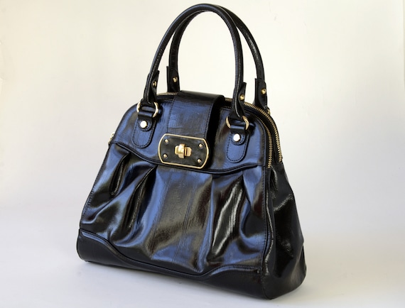 Vintage JASPER CONRAN, BLACK Real Leather, Tote /… - image 1