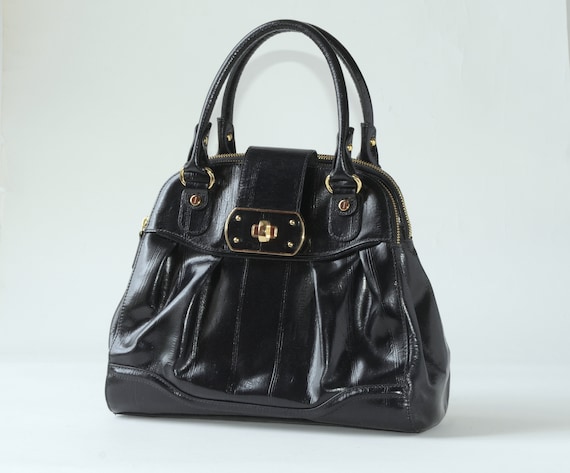 Vintage JASPER CONRAN, BLACK Real Leather, Tote /… - image 10
