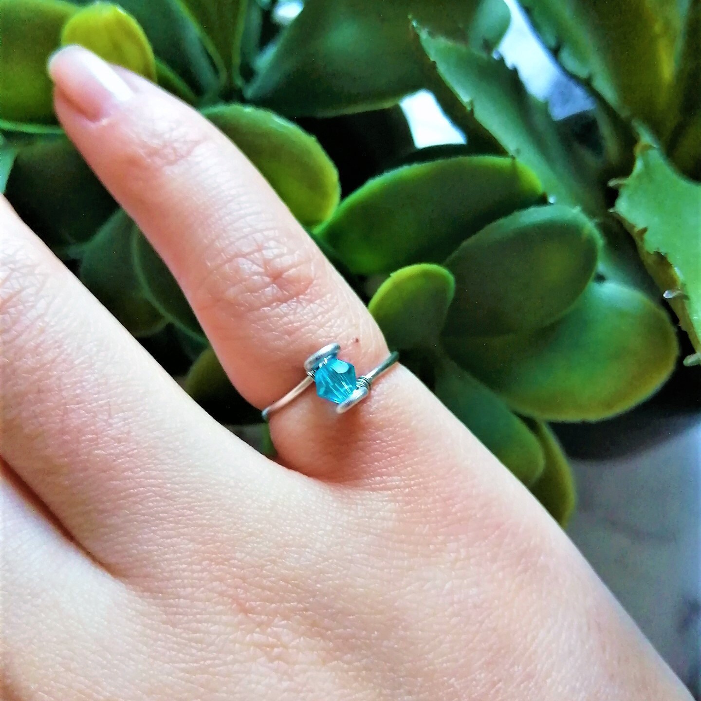 Cute mini silver wire ring with crystal /pinky rings / cute Etsy