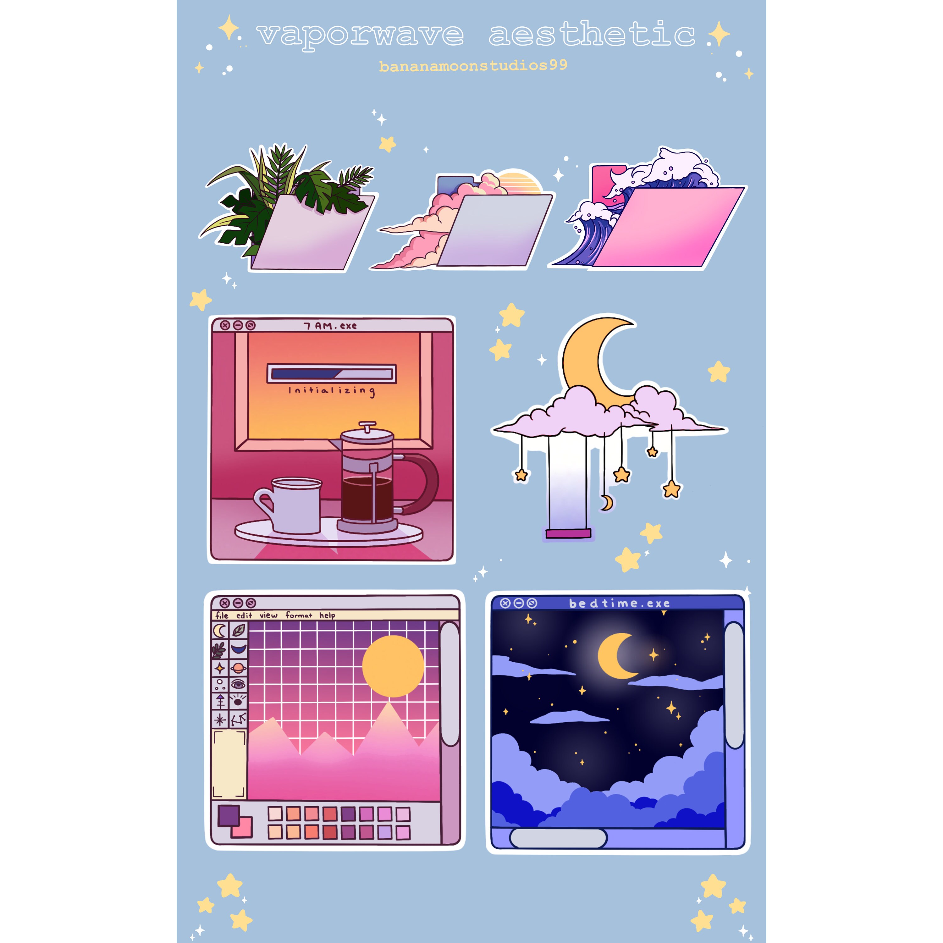Vaporwave Sticker Sheet Sticker pack Vaporwave Art Etsy
