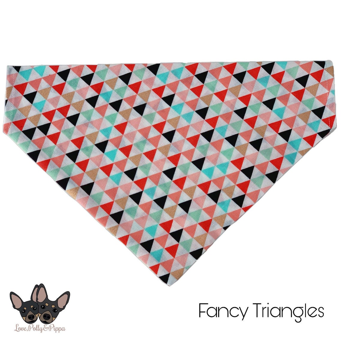 Fancy Triangles Dog Bandana Over the Collar Bright Pattern Etsy