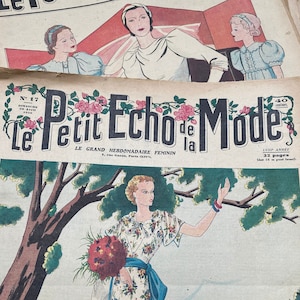 1936 French fashion magazine, Le Petit Echo de la Mode, Paris, style, vintage, journals, scrapbook, craft, history
