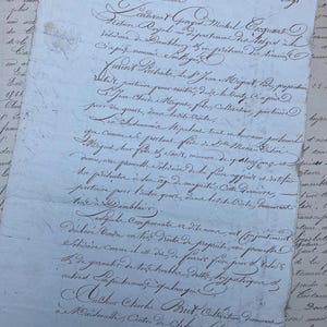 Manoscritto originale francese del 1829 con bella calligrafia, documenti storici antichi e documenti dalla Francia