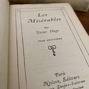 Les Misérables, Victor Hugo, 4 volumes, French vintage hardcover books, Nelson editions, literature from France, shabby chic decoration image 4