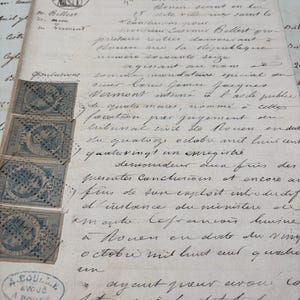 Antico manoscritto francese del 1881 con timbri o timbres fiscaux, documenti originali antichi dalla Francia, documenti storici