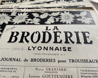 3 issues of La Broderie Lyonnaise journal, embroidery, patterns, sewing, scrapbook, craft, decor, French vintage