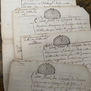 One 1600s original French manuscript from Paris with beautiful handwriting, antique papers from France, historical documents
