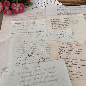 Raccolta manoscritta {4} di poesie originali francesi del 1800, 7 pezzi, poesie del XIX secolo dalla Francia