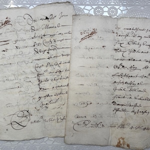 1622, {Collezione 2} Due manoscritti francesi antichi, documenti notarili della Francia del XVII secolo, calligrafia, documenti storici
