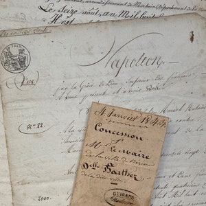 Ein großes französisches Dokument, Original, handgeschrieben, Kalligraphie, Vintage-Papier, Ephemera, Stück Geschichte