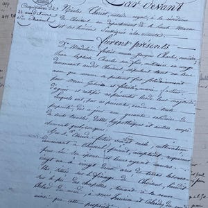Manoscritto originale francese del 1832 con bella calligrafia, documenti storici antichi e documenti dalla Francia