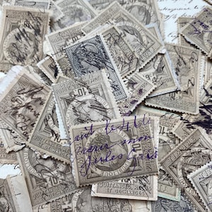 Original French beige 10 centimes stamps, timbres fiscaux, 20 pieces, authentic vintage historical paper ephemera from France