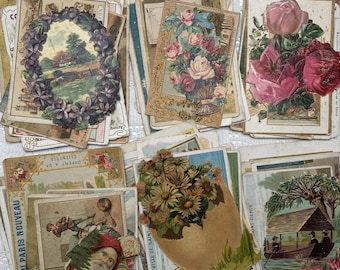 10 cartes commerciales françaises, chromolithographies, éphémères en papier vintage originales de France