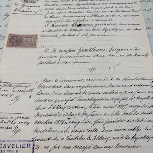 1896 {2} antico manoscritto francese manoscritto con francobolli o timbres fiscaux, documenti originali antichi dalla Francia, documenti storici
