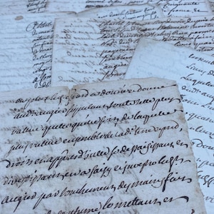 Un antico manoscritto notarile francese del 1700, documenti originali manoscritti antichi dalla Francia, calligrafia, documento storico