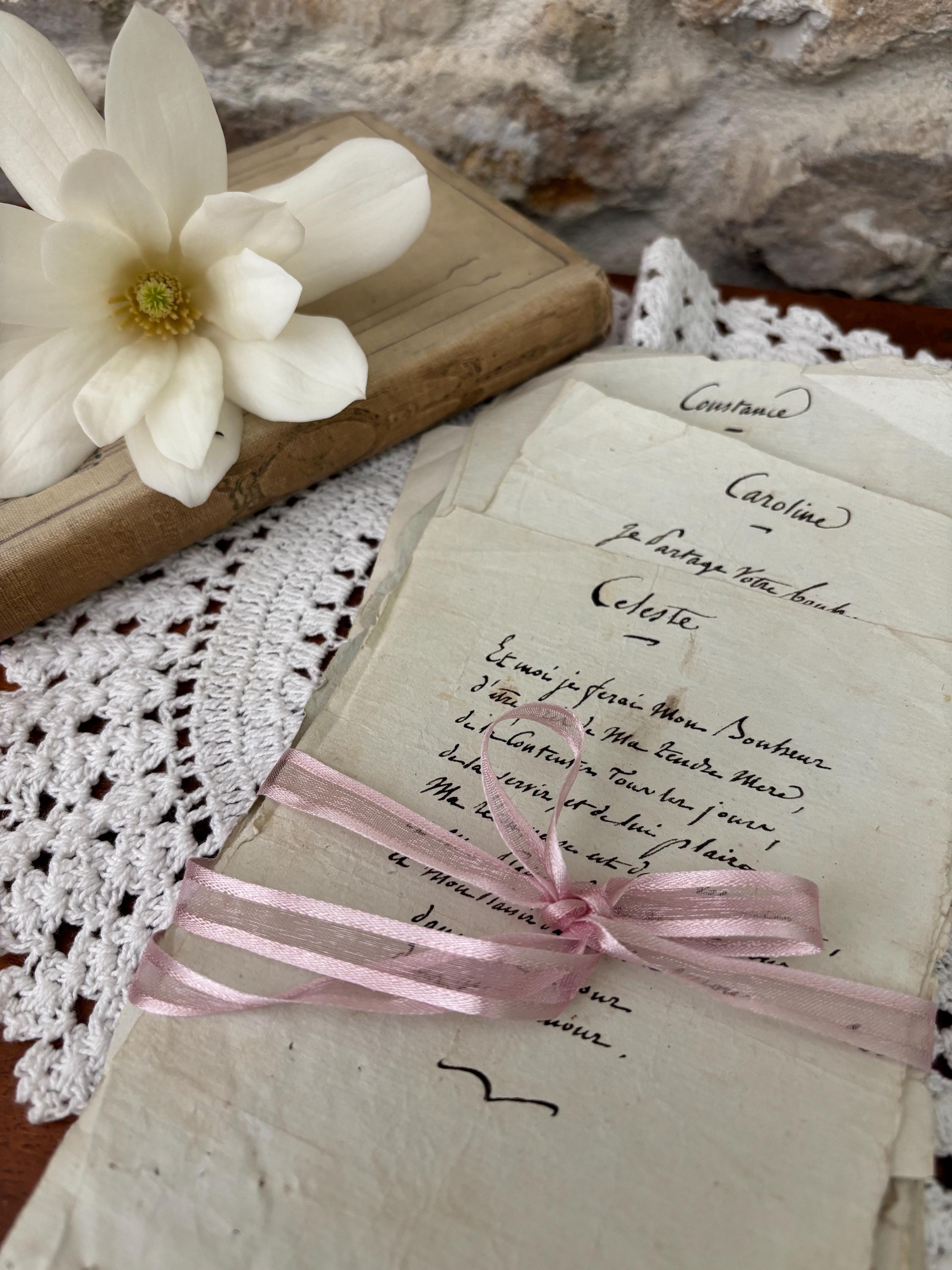 Handwritten collection {3} of original 1800s French poetry, 15 pieces, 19th century poems from France