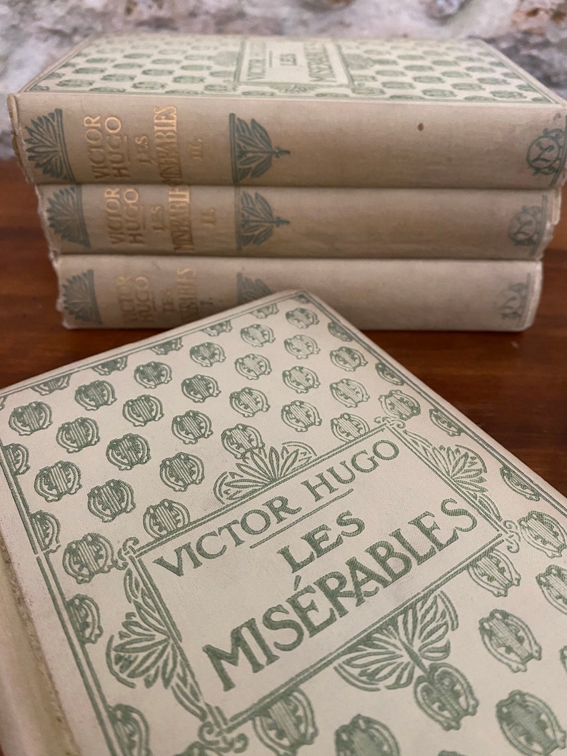 Les Misérables, Victor Hugo, 4 volumes, French vintage hardcover books, Nelson editions, literature from France, shabby chic decoration image 3
