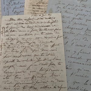 Grande coleção de cartas manuscritas para Arthur Pernolet, político francês, quando ele era jovem, de 1850 a 1860, itens de papel vintage