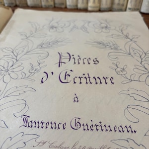 Pièces d'Ecriture, Cahier de Calligraphie del 1879, quaderno di esercizi di calligrafia, carte e documenti storici antichi dalla Francia
