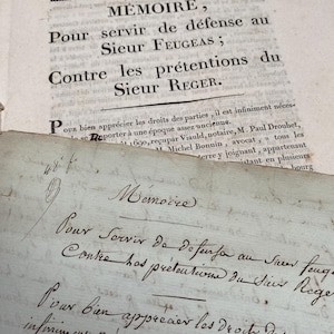 Raccolta di due documenti francesi del 1817, uno manoscritto e uno stampato, documenti antichi, materiale storico originale dalla Francia