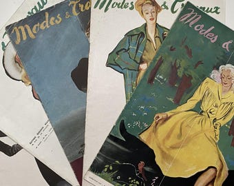 Modes & Travaux, French fashion magazine, Paris style, original vintage paper ephemera