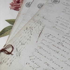 1809-1834, colección encuadernada de manuscritos notariales franceses antiguos, documentos originales manuscritos de Francia