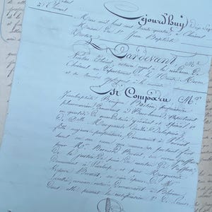 Manoscritto originale francese del 1834 con bella calligrafia, documenti storici antichi e documenti dalla Francia