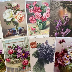 10 cartes postales vintage de fleurs, françaises, éphémères en papier de France, artisanat, scrapbooking, journaux, papier vintage