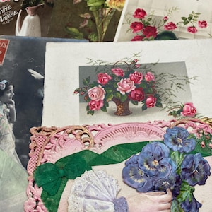 5 cartes postales vintage de fleurs, françaises, éphémères en papier de France, artisanat, scrapbooking, journaux, papier vintage
