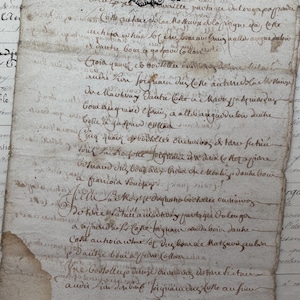 1600, manoscritto notarile antico francese di 16 pagine, documenti originali manoscritti antichi dalla Francia, calligrafia, documento storico