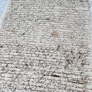 Documento francese del 1737, manoscritto, antico manoscritto effimero dalla Francia, calligrafia, carta storica