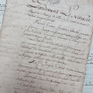 1787, manoscritto notarile antico francese di 8 pagine da Orléans, documenti manoscritti originali antichi dalla Francia, calligrafia, documento storico