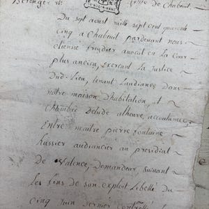 1745, manoscritto notarile antico francese di 3 pagine del Delfinato, documenti manoscritti originali antichi dalla Francia, documento storico