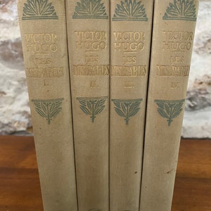 Les Misérables, Victor Hugo, 4 volumes, French vintage hardcover books, Nelson editions, literature from France, shabby chic decoration image 1