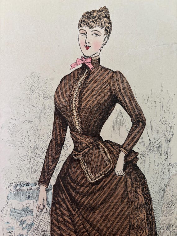 フランスアンティークファッションプレート 1865年 ファッション雑誌