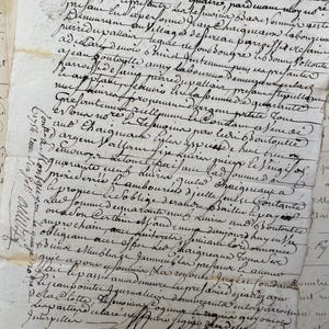 1754, 1 pagina manoscritto notarile antico francese, documenti originali manoscritti antichi dalla Francia, calligrafia, documento storico
