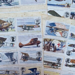 Collection de cartes d'avions français des années 30, Bozon Verduraz, collées dans des pages de classeur, éphémères originales en papier vintage de France