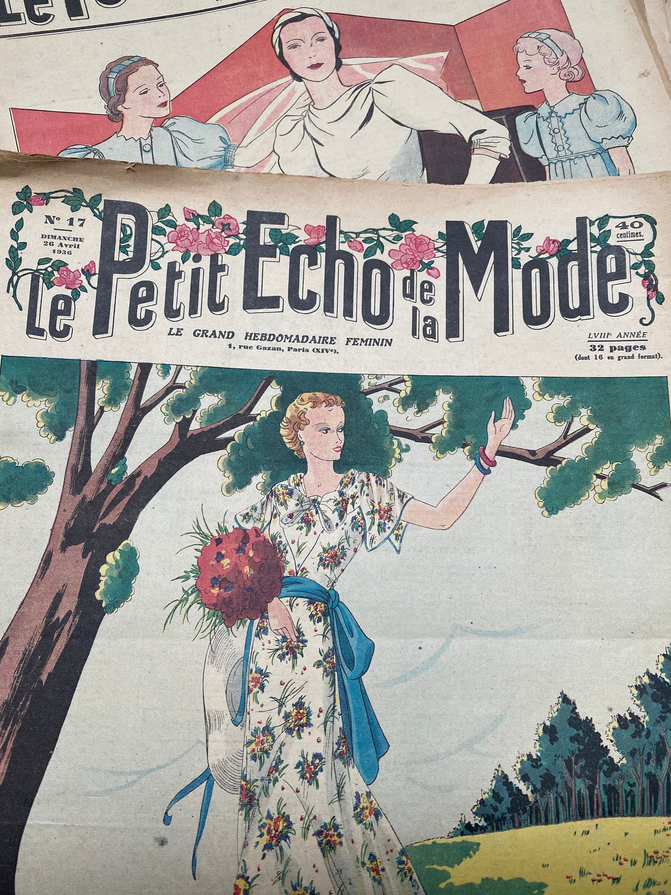 1936 French fashion magazine, Le Petit Echo de la Mode, Paris, style, vintage, journals, scrapbook, craft, history