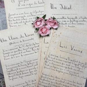 9 poesie originali francesi manoscritte del 1800, poesia francese del XIX secolo, documenti effimeri su carta d'epoca e storia