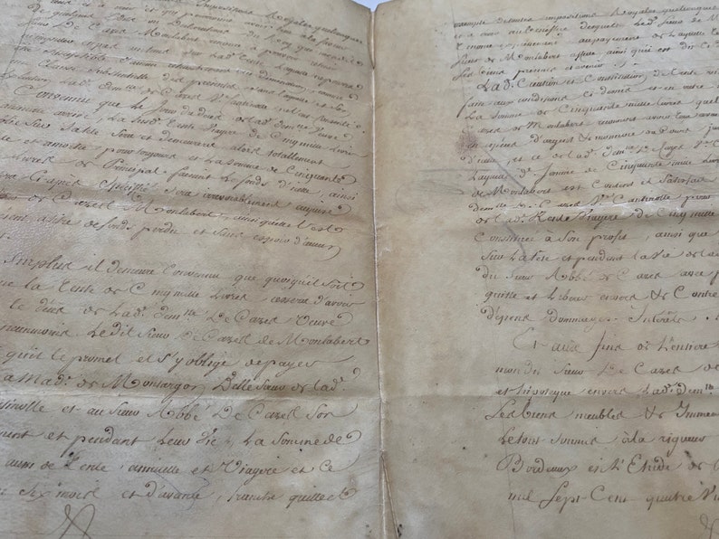 Document français ancien de 1780, manuscrits, manuscrits, calligraphie, pièces éphémères anciennes de France, morceau d'histoire image 6