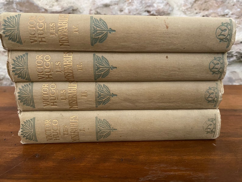 Les Misérables, Victor Hugo, 4 volumes, French vintage hardcover books, Nelson editions, literature from France, shabby chic decoration image 2