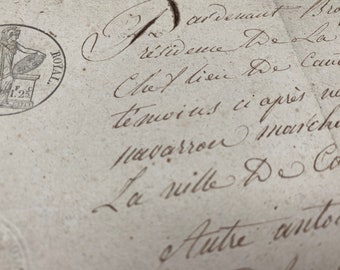Document manuscrit antique français de 1828, manuscrit, calligraphie, papier éphémère vintage, signification historique