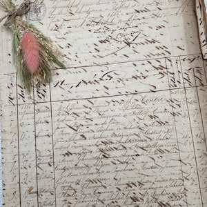 Antique register from 1866, list of actes prepared by a notaire in Salies, original rare papers from France, historical documents