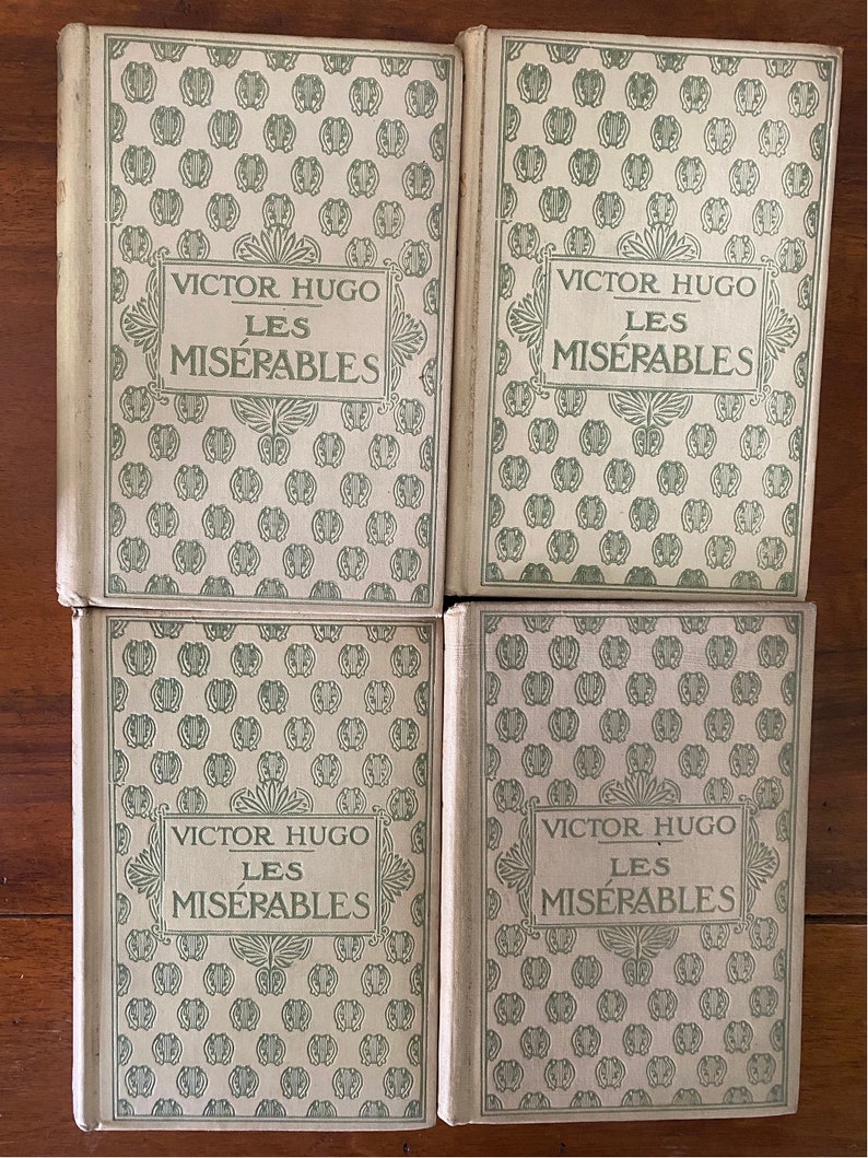 Les Misérables, Victor Hugo, 4 volumes, French vintage hardcover books, Nelson editions, literature from France, shabby chic decoration image 9