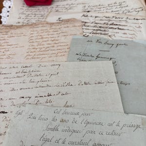 Raccolta manoscritta {1} di poesie originali francesi del 1800, 5 pezzi, poesie del XIX secolo dalla Francia
