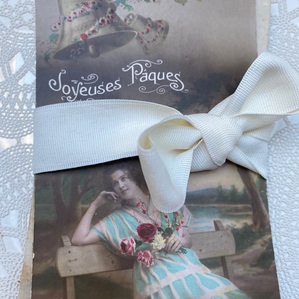 5 cartes postales anciennes de Pâques, Joyeuse Pâques, Français vintage