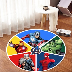 Iron man-Captain America-Spiderman-Hulk-Thor Hammer,Design Round Rug,Cartoon Rug,Animation Rug,Kids Decor,Boys Room Rug,Kids Room Rug,Gift